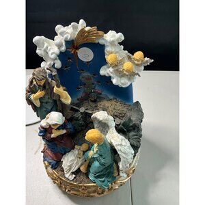 Nativity Scene Musical Figurine With Angel & Starry Sky Backdrop By The San Fran
